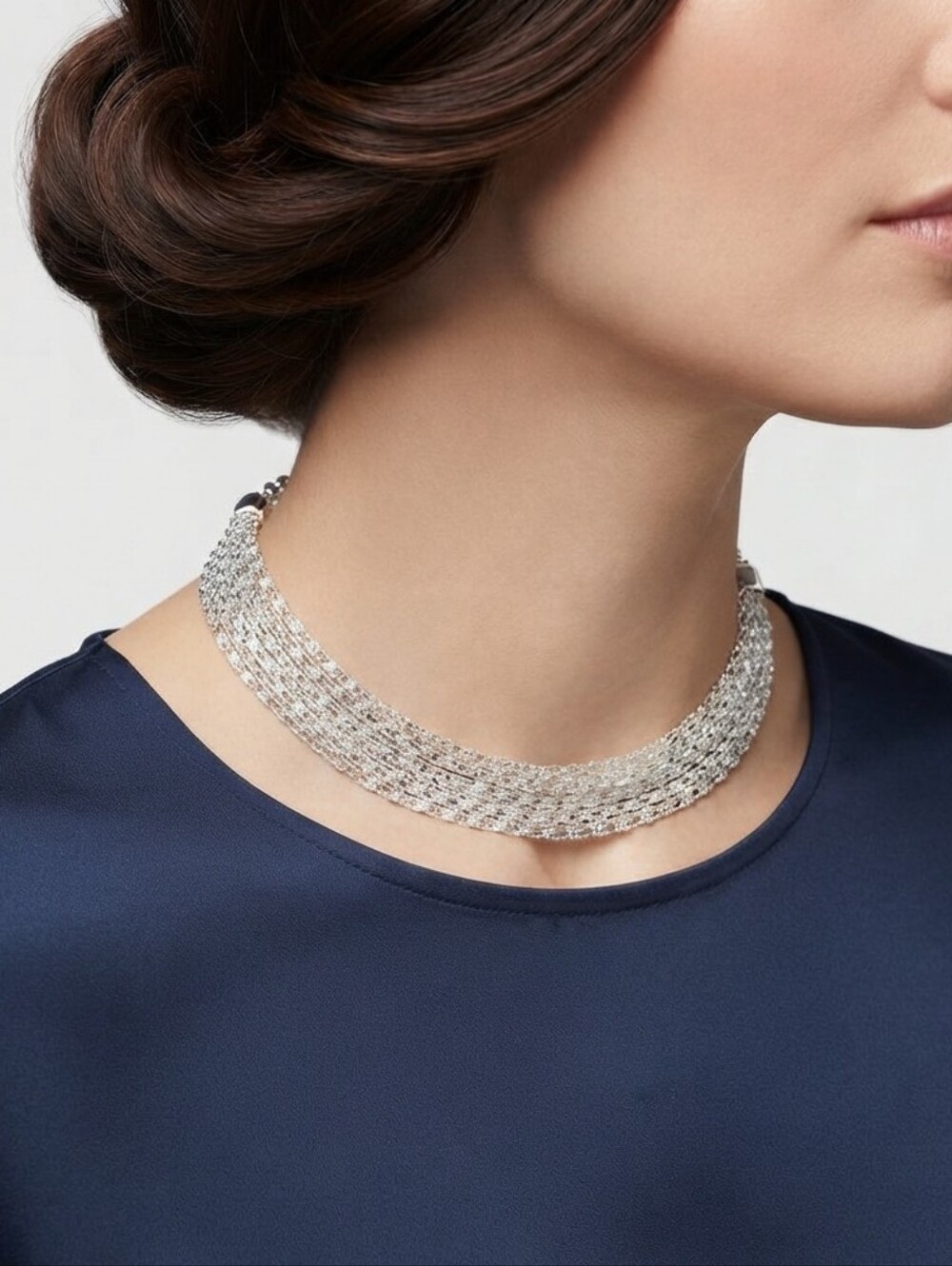 Vintage 1961 Sarah Coventry Silvery Cascade Multi Strand Necklace Choker